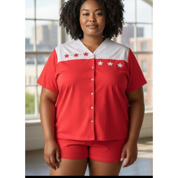 Bon Worth Vintage Red Patriotic Short Set size Large - Picture 14 of 14